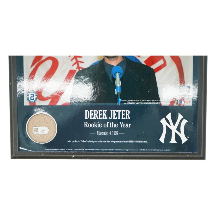 Derek Jeter NY Yankees 1996 ROY Plaque w/ Authentic Dirt Steiner COA/MLB AUTH