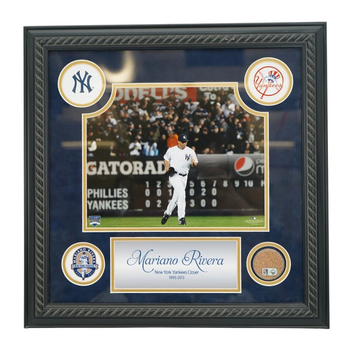Mariano Rivera Yankees 8x10 Photo and Game Used Dirt Framed Collage Steiner COA