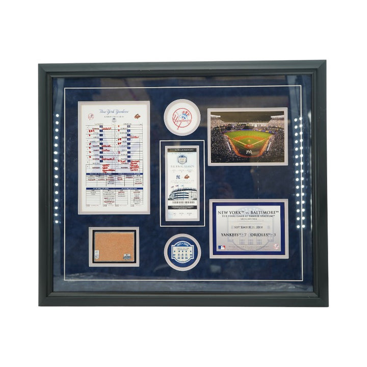 New York Yankees 9/21/08 GU Dirt Lineup Card and Ticket Collage Steiner LOA