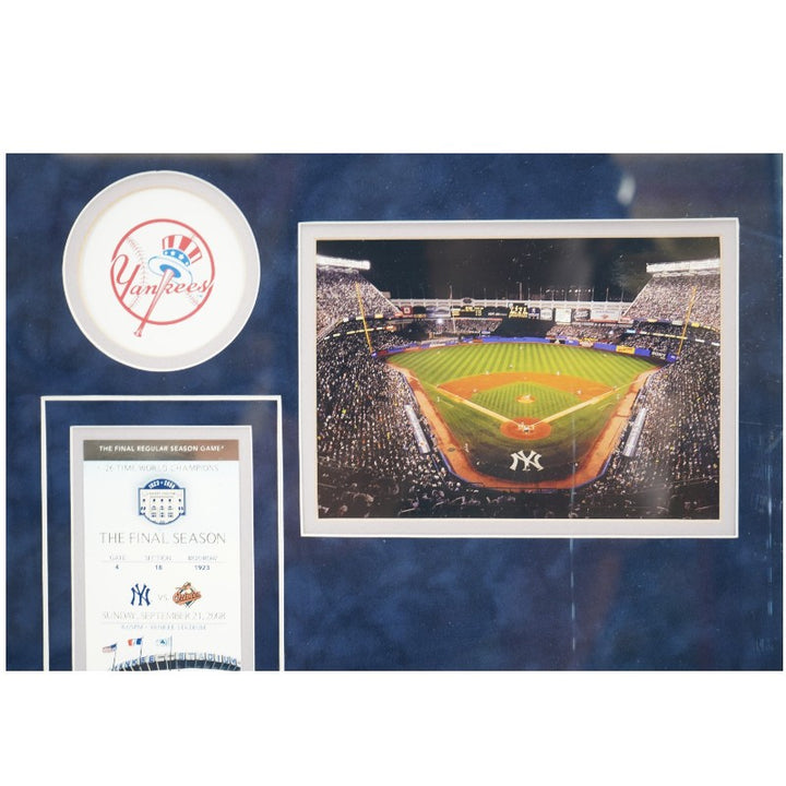 New York Yankees 9/21/08 GU Dirt Lineup Card and Ticket Collage Steiner LOA