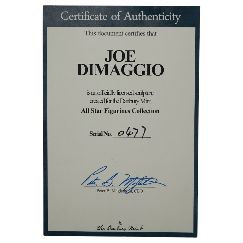 Joe Dimaggio Yankees Danbury Mint All Star Sculpture LE/0477 Danbury Mint COA