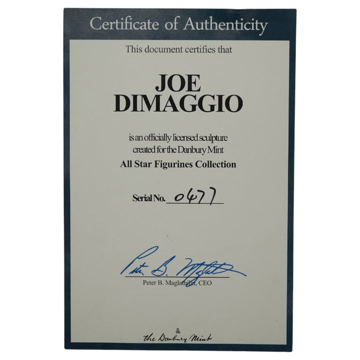 Joe Dimaggio Yankees Danbury Mint All Star Sculpture LE/0477 Danbury Mint COA