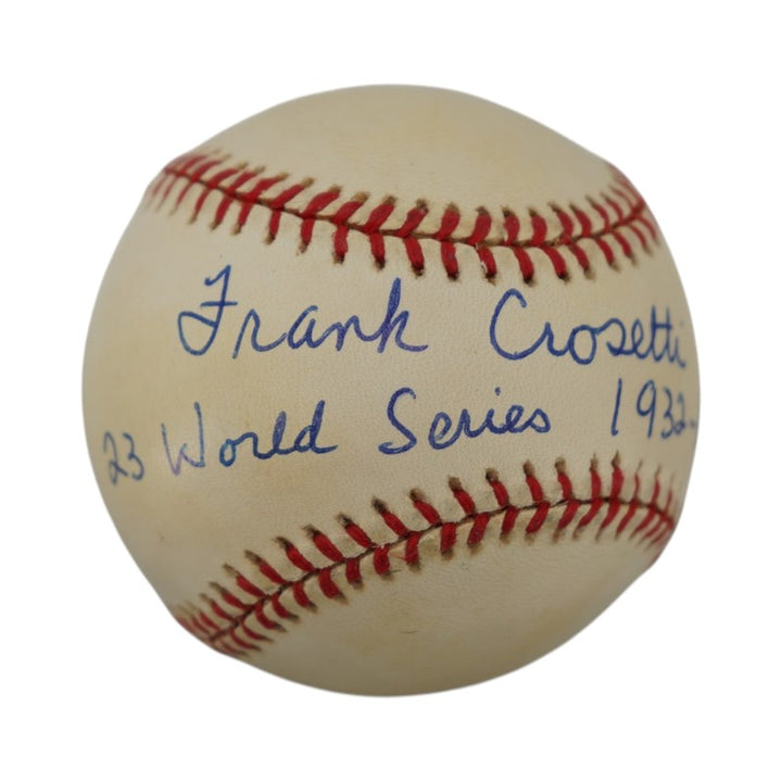 Frank Crosetti New York Yankees Autographed OAL Baseball JSA COA