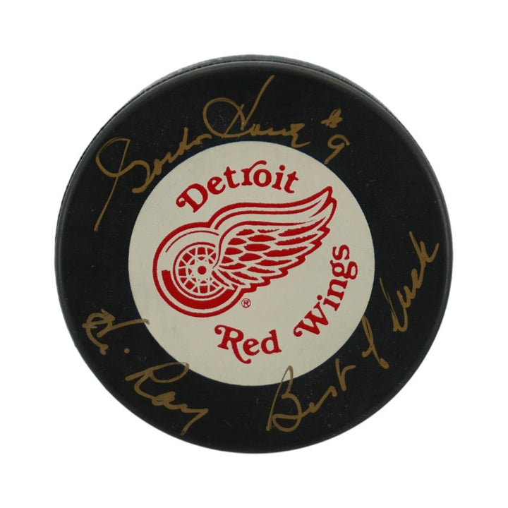 Gordie Howe Detroit Red Wings Autographed Inscribed Hockey Puck JSA COA