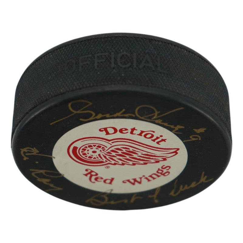 Gordie Howe Detroit Red Wings Autographed Personalized Hockey Puck JSA COA