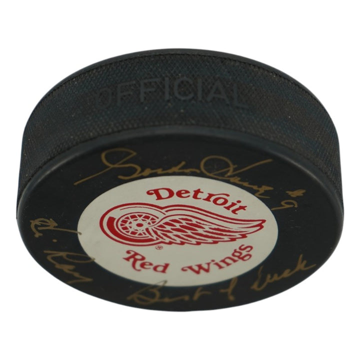 Gordie Howe Detroit Red Wings Autographed Personalized Hockey Puck JSA COA