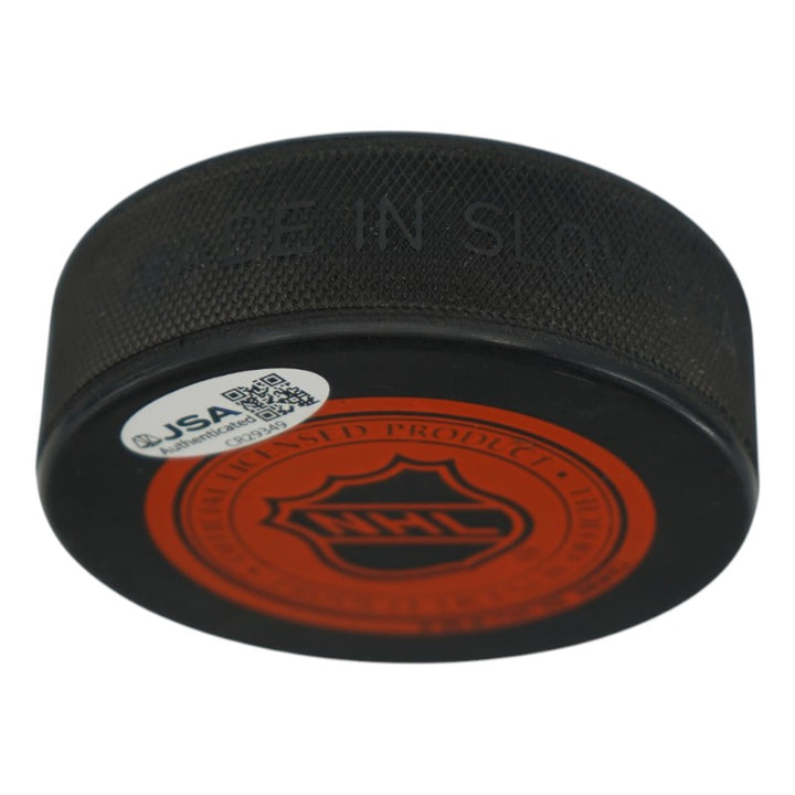 Gordie Howe Detroit Red Wings Autographed Inscribed Hockey Puck JSA COA