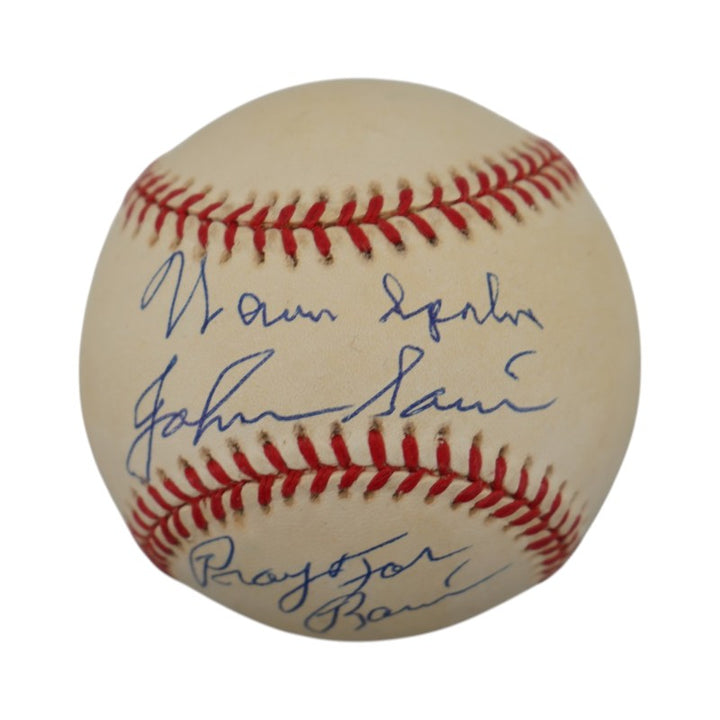Warren Spahn Johnny Sain Boston Braves Autographed ONL Baseball JSA COA