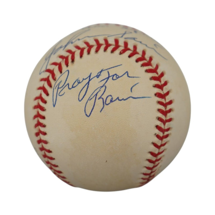 Warren Spahn Johnny Sain Boston Braves Autographed Inscribed ONL Baseball JSA COA