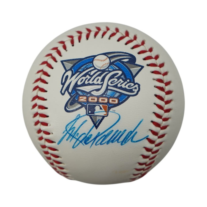 Jorge Posada New York Yankees Autographed 2000 WS logo Fotoball JSA COA
