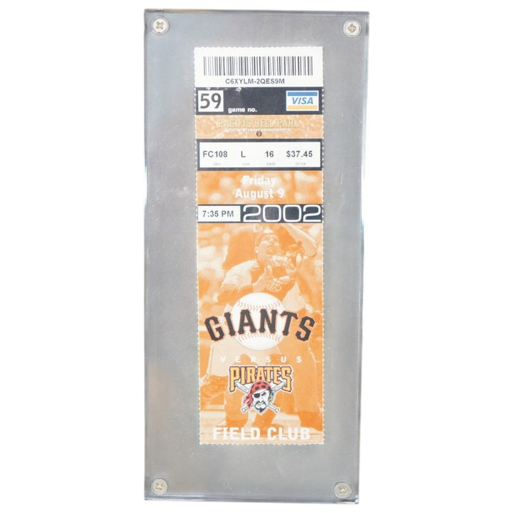 SF Giants vs. Pittsburgh Pirates 8/9/2002 Pacific Bell Park Ticket