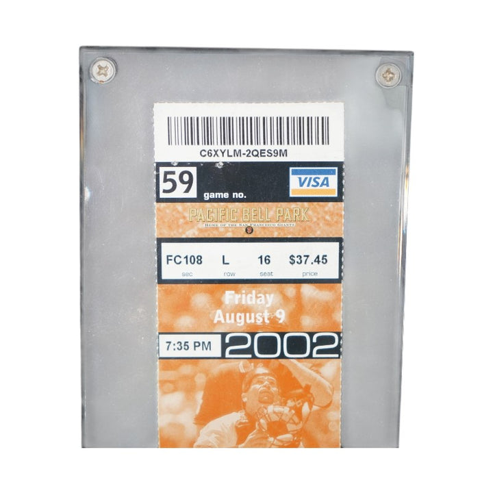 Barry Bonds San Francisco Giants vs Pirates 600th HR 8/9/2002 Full Ticket