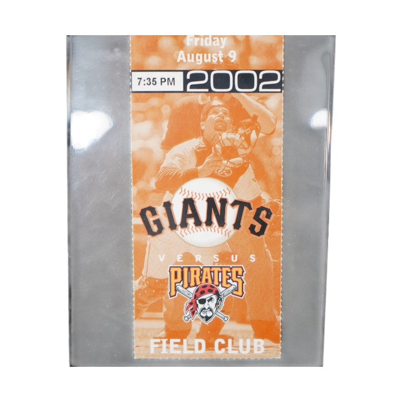 Barry Bonds San Francisco Giants vs Pirates 600th HR 8/9/2002 Full Ticket