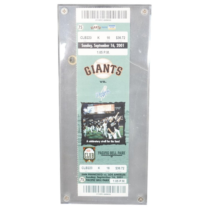 San Francisco Giants vs. Los Angeles Dodgers 9/16/2001 Ticket