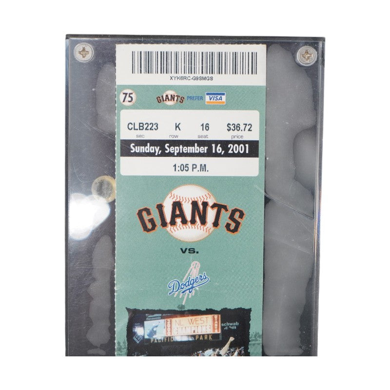 San Francisco Giants vs Los Angeles Dodgers 9/16/2001 Postponed 9/11 Attacks Full Ticket