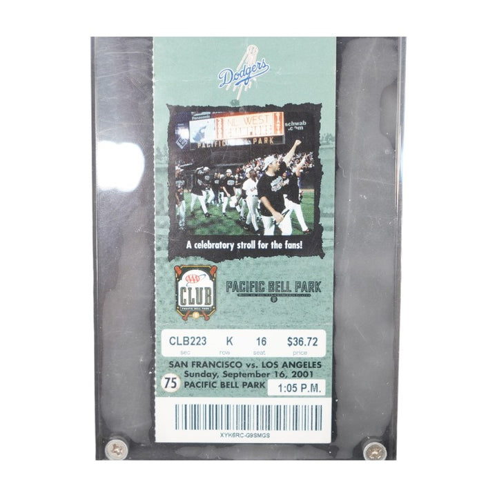 San Francisco Giants vs Los Angeles Dodgers 9/16/2001 Postponed 9/11 Attacks Full Ticket