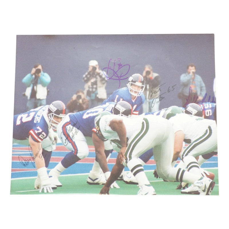 Simms Oates Riesenberg New York Giants Multi Signed 16x20 Photo JSA COA