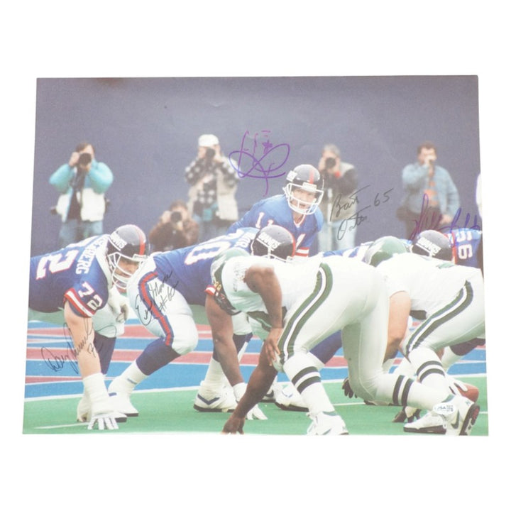 Simms Oates Riesenberg New York Giants Multi Signed 16x20 Photo JSA COA