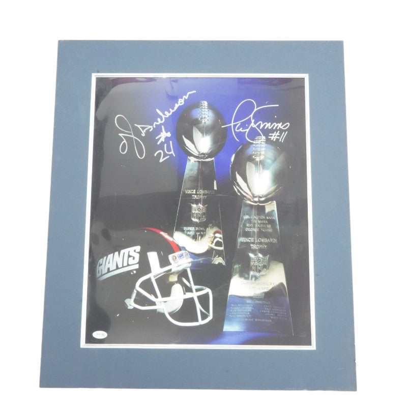 Phil Simms OJ Anderson New York Giants Dual Signed Matted 16x20 Photo JSA COA