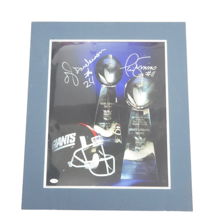 Phil Simms OJ Anderson New York Giants Dual Signed Matted 16x20 Photo JSA COA