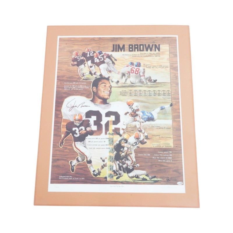 Jim Brown Cleveland Browns Autographed Matted 25x31 Gary Thomas Lithograph LE 971/3200 JSA COA