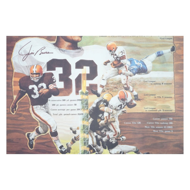 Jim Brown Cleveland Browns Autographed Matted 25x31 Gary Thomas Lithograph LE 971/3200 JSA COA