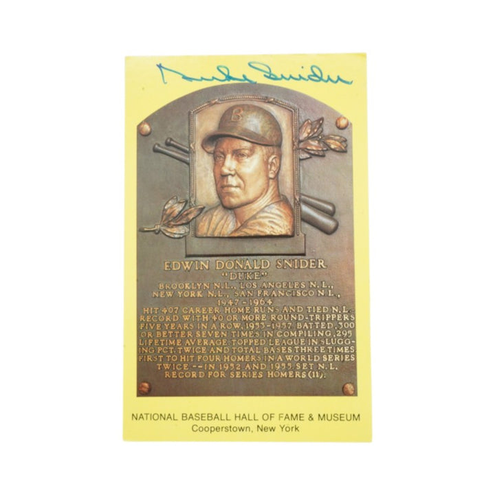 Duke Snider Brooklyn Dodgers Autographed HOF Postcard JSA COA
