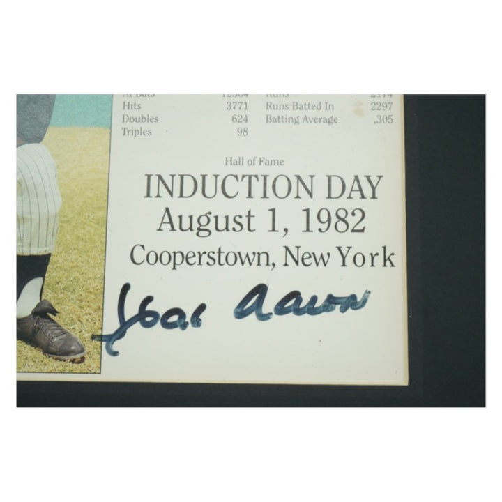 Hank Aaron Atlanta Braves Autographed Matted 7x9 Induction Day Card JSA COA