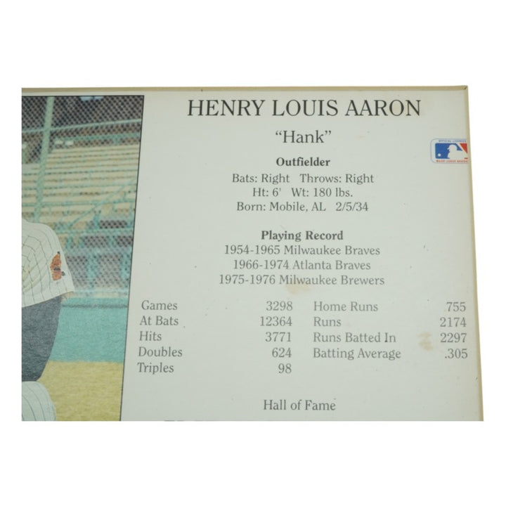 Hank Aaron Atlanta Braves Autographed Matted 7x9 Induction Day Card JSA COA