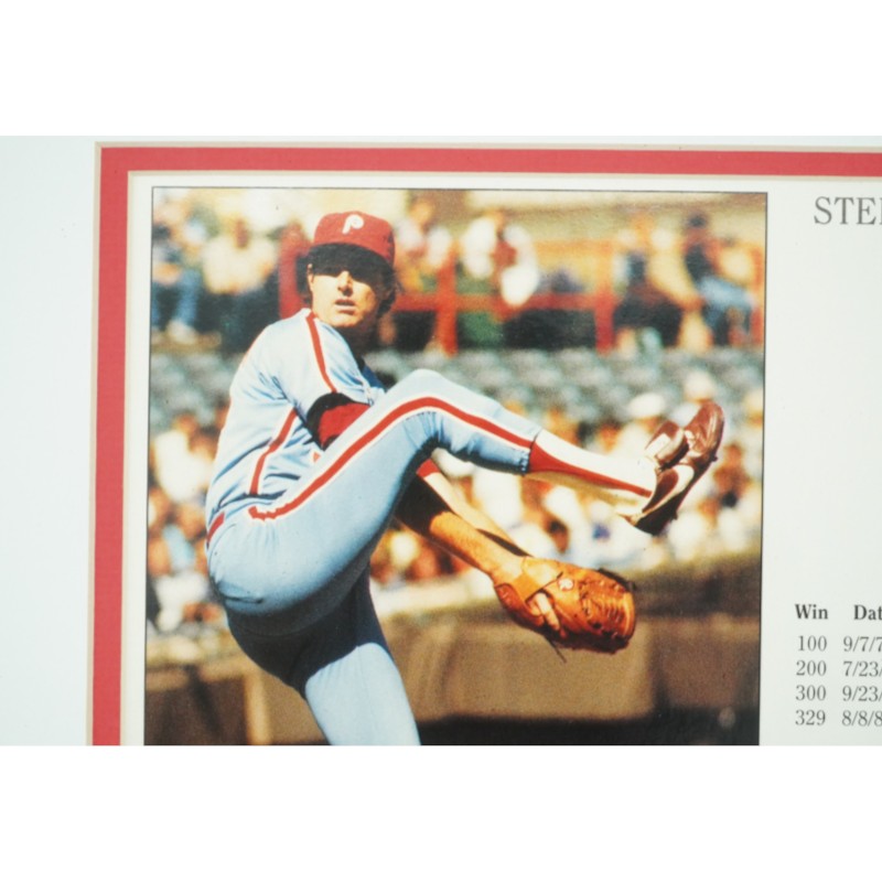 Steve Carlton Philadelphia Phillies 300th Win Autographed Inscribed Matted 8x10 Photo & Ticket Stub Collage LE 32/150 JSA COA