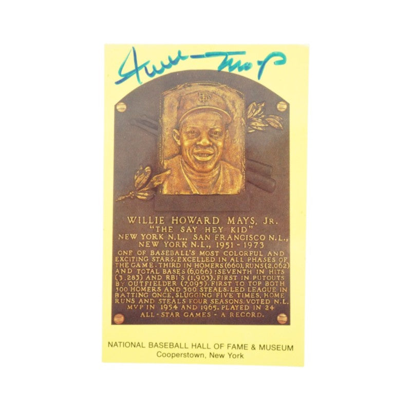 Willie Mays San Francisco Giants Autographed HOF Postcard JSA COA