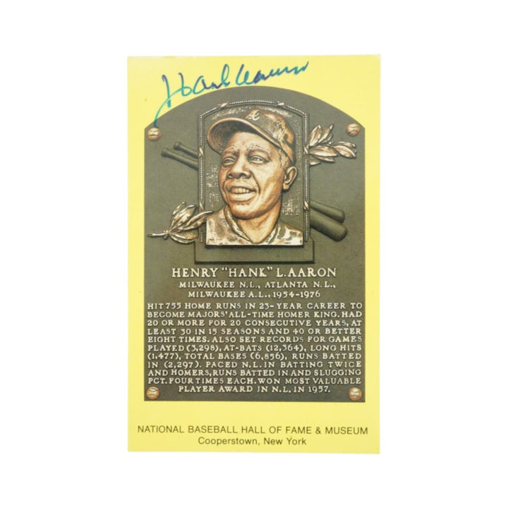 Hank Aaron Atlanta Braves Autographed HOF Postcard JSA COA