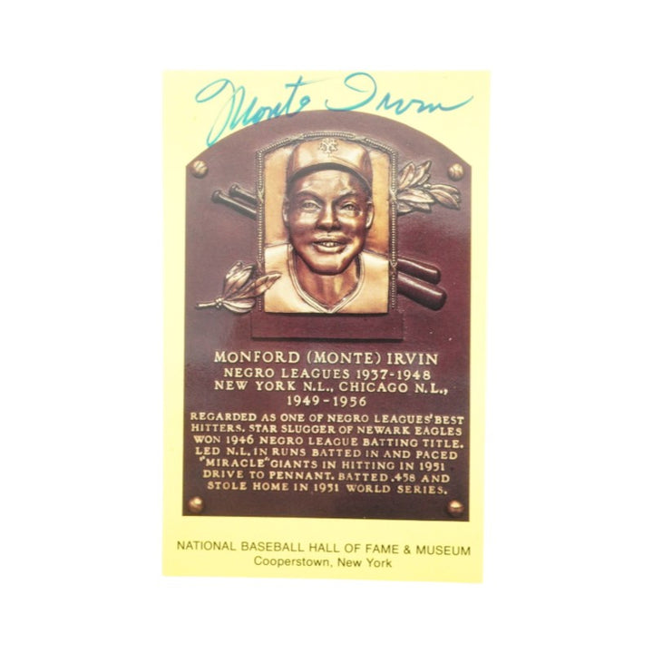 Monte Irvin New York Giants Autographed HOF Postcard JSA COA