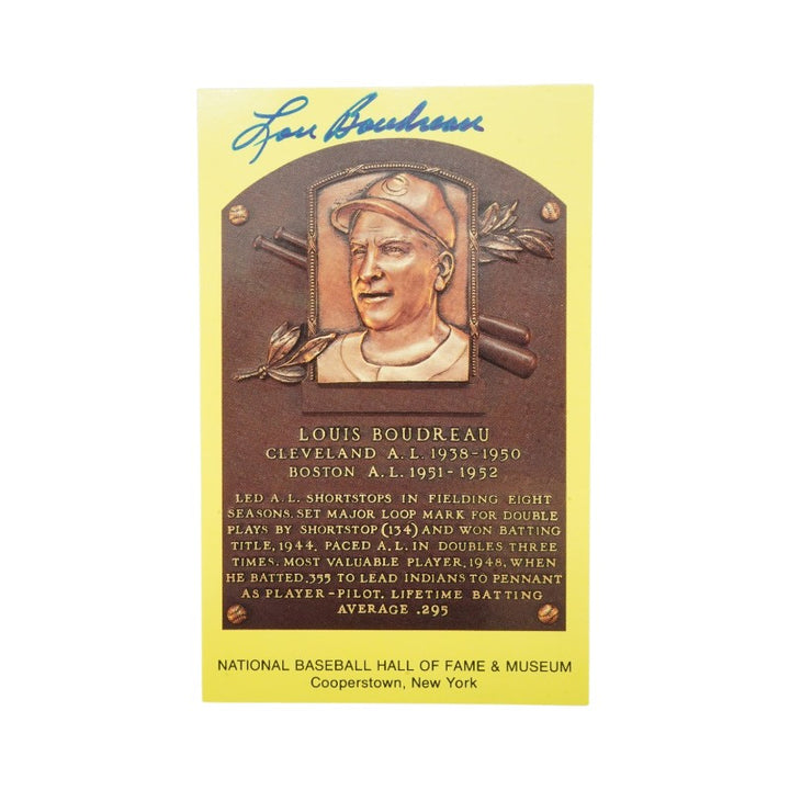 Lou Boudreau Cleveland Indians Autographed HOF Postcard JSA COA
