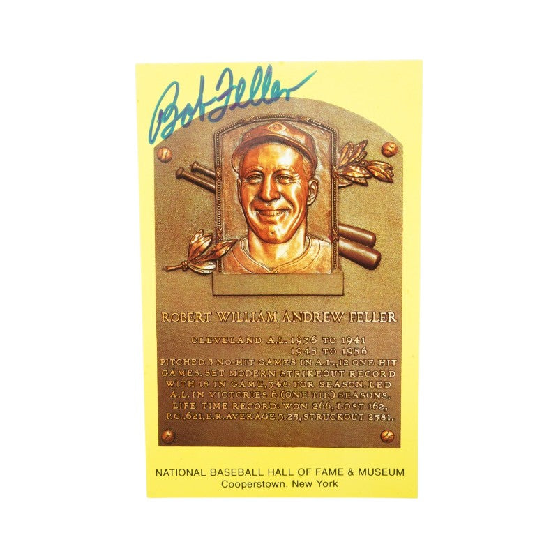 Bob Feller Cleveland Indians Autographed HOF Postcard JSA COA