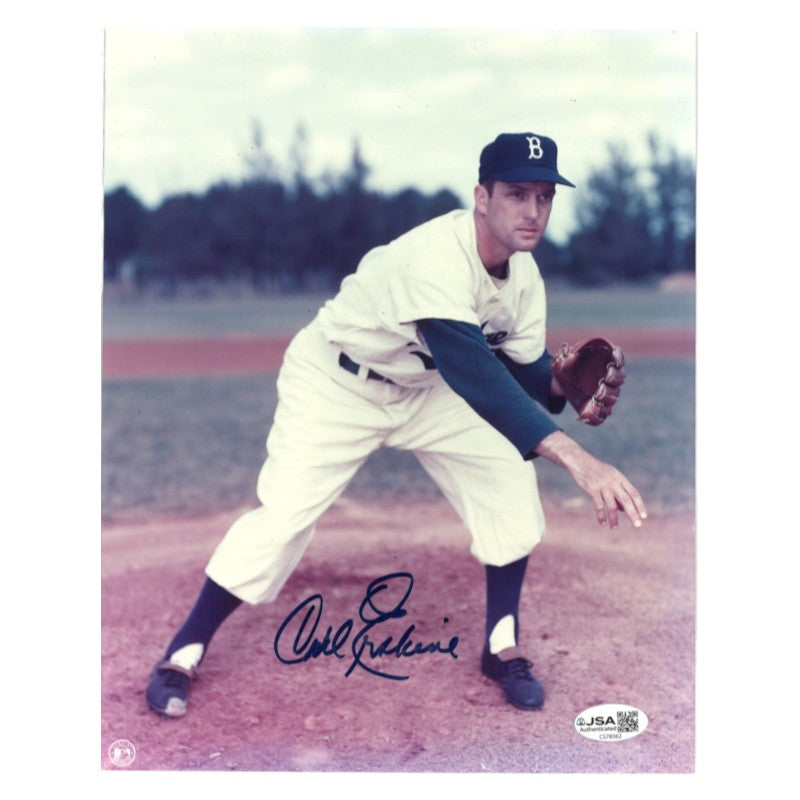 Carl Erskine Brooklyn Dodgers Autographed 8x10 Photo JSA COA