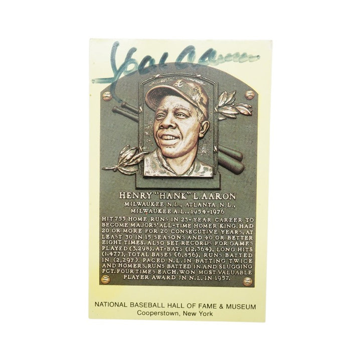 Hank Aaron Atlanta Braves Autographed HOF Postcard JSA COA #CS78347