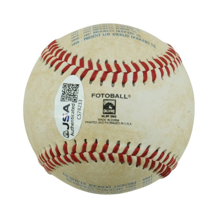 Johnny Podres Brooklyn Dodgers Autographed Inscribed Fotoball JSA COA