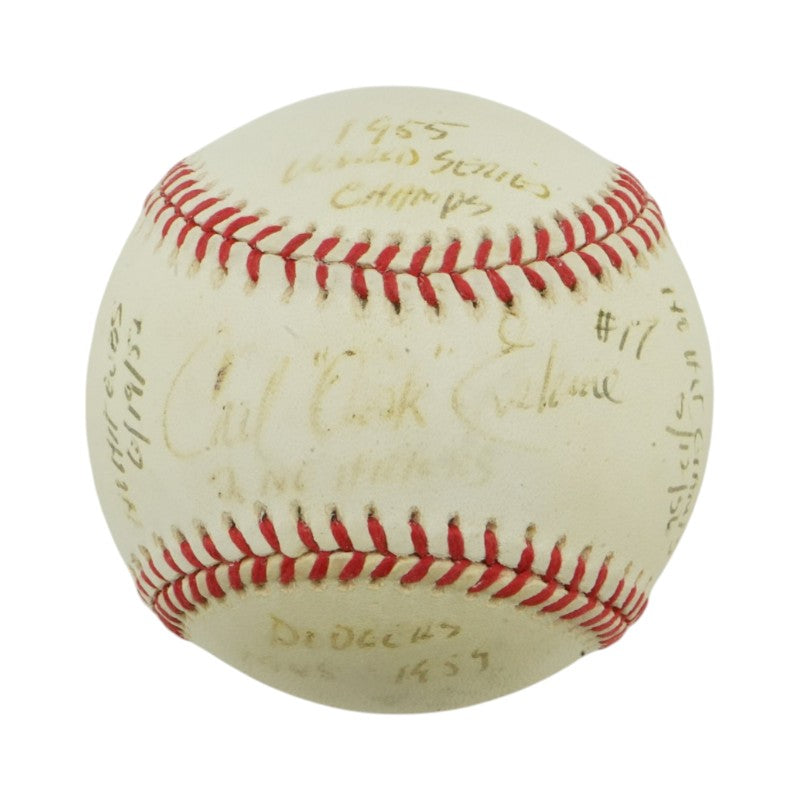 Carl "Oisk" Erskine Brooklyn Dodgers Autographed Inscribed Jackie Robinson 50th Anniversary Logo Baseball JSA COA