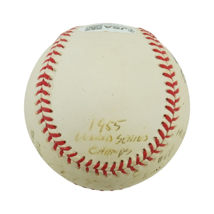 Carl "Oisk" Erskine Brooklyn Dodgers Autographed Inscribed Jackie Robinson 50th Anniversary Logo Baseball JSA COA