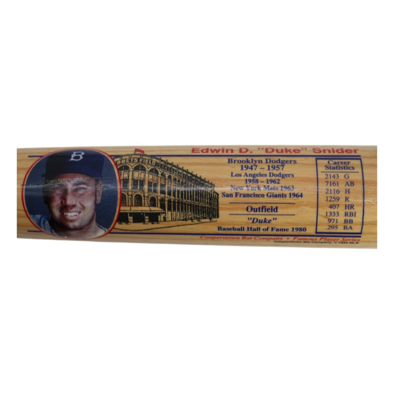Duke Snider Brooklyn Dodgers Autographed Cooperstown Bat Company Snider Bat JSA COA