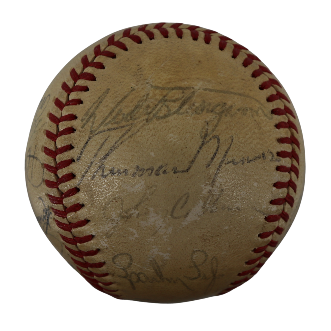 Munson Stottlemyre Lyle 1972 New York Yankees Team Signed OAL Joe Cronin Ball (JSA LOA)