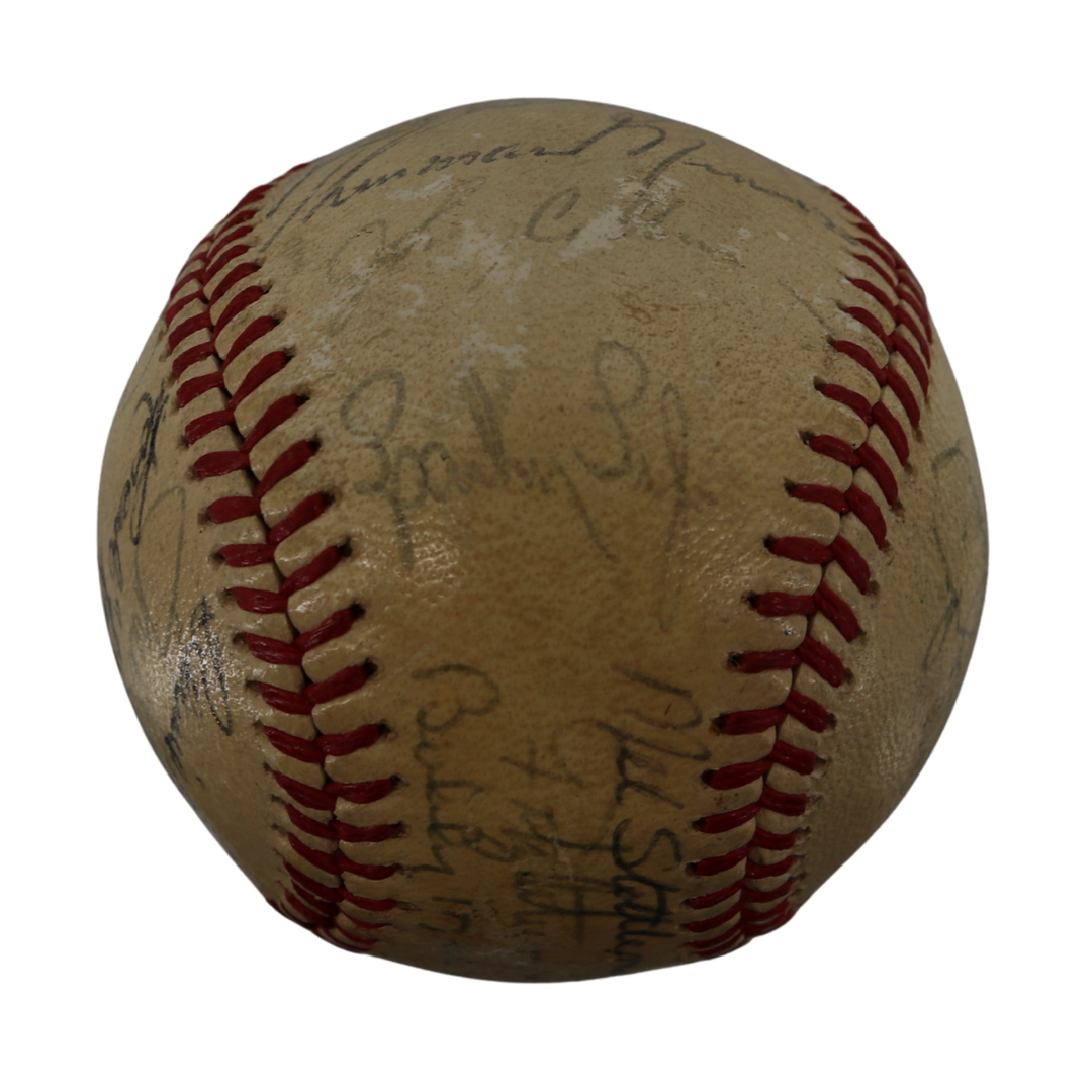 Munson Stottlemyre Lyle 1972 New York Yankees Team Signed OAL Joe Cronin Ball (JSA LOA)
