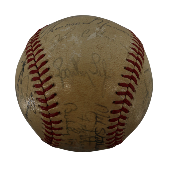 Munson Stottlemyre Lyle 1972 New York Yankees Team Signed OAL Joe Cronin Ball (JSA LOA)