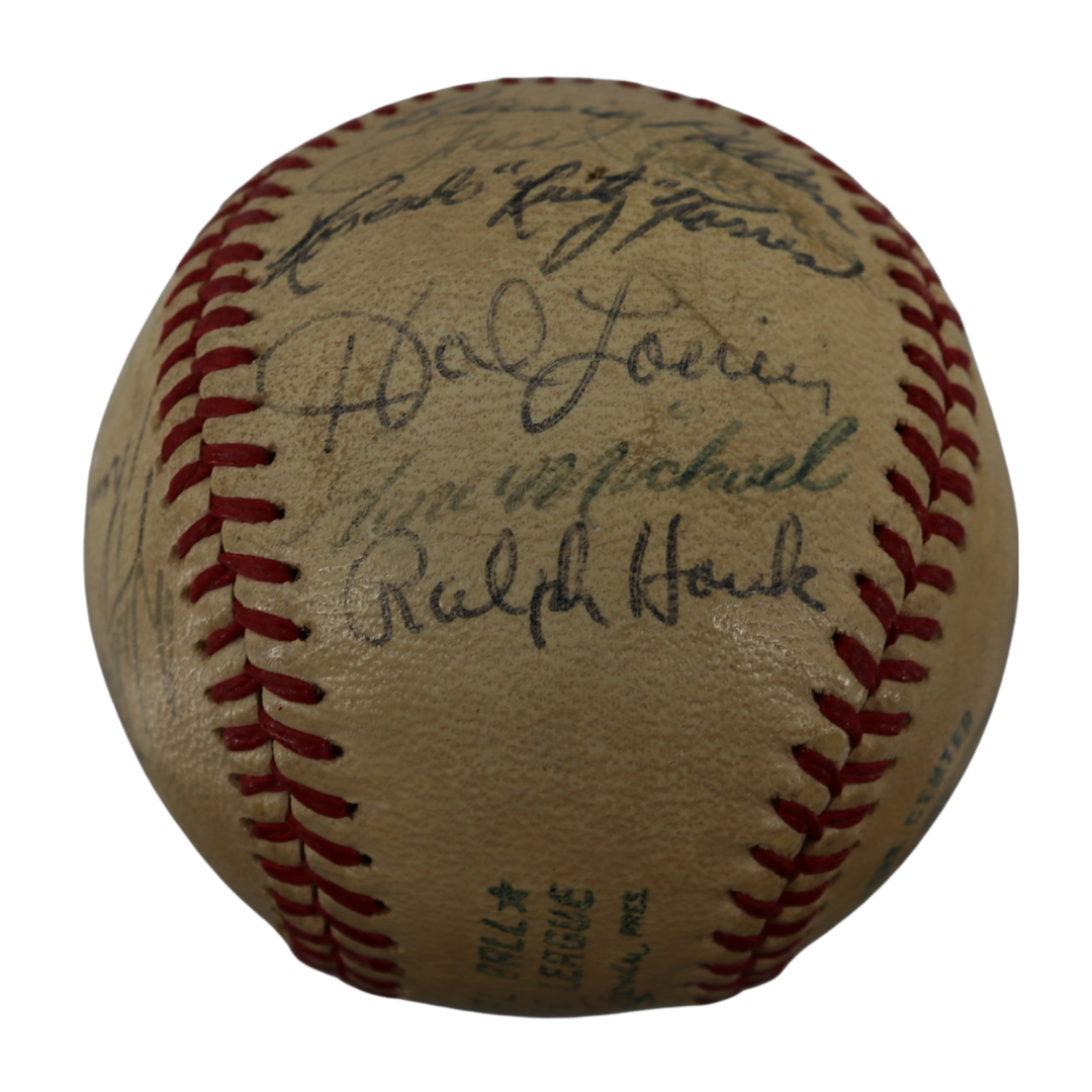 Munson Stottlemyre Lyle 1972 New York Yankees Team Signed OAL Joe Cronin Ball (JSA LOA)