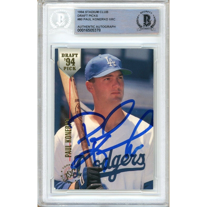 Paul Konerko LA Dodgers Signed 1994 Stadium Club Draft Picks Card Beckett Auth Auto RC
