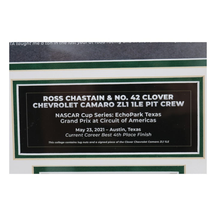 Ross Chastain NASCAR Autographed and Framed Piece of Authentic Chevy Car Collage Brandon Steiner LOA