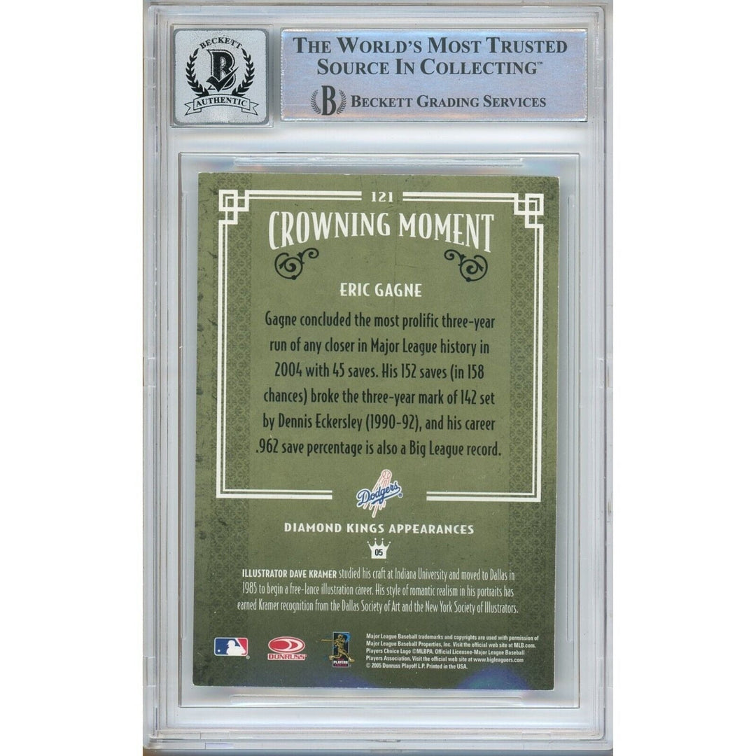 Eric Gagne Los Angeles Dodgers Signed 2005 Diamond Kings Card BGS Auto 10 Graded