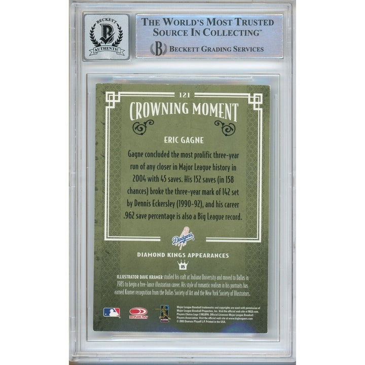 Eric Gagne Los Angeles Dodgers Signed 2005 Diamond Kings Card BGS Auto 10 Graded