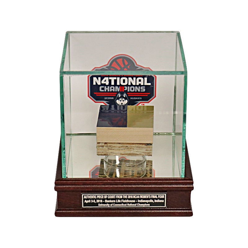 University of Connecticut 2" x 2" 2016 Women's Final Four Court Piece in Glass Display Case